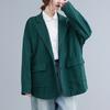 Chaqueta corta holgada, artística, retro, combinable y ajustada para primavera y otoño de mujer de talla grande real.
