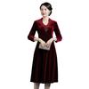 Vestido de terciopelo para madre de la novia Chen Miaoyan primavera y otoño nuevo de alta gama vestido de novia para suegra fabricantes venta al por mayor