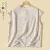 Camiseta de Manga Corta de Algodón y Lino de Talla Grande para Mujer, Nueva de Verano, Camisa Ruffled Casual Artística Retro Vintage