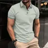Camiseta de Manga Corta para Hombre con Botones, Estampado 3D, Casual, Versátil, Simple, de Verano, de Alta Venta Transfronteriza Europea y Americana