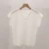 Blusa de Tricô Manga Curta Feminina Estilo Fino 2026 Verão Nova Com Pedrarias Gola Redonda Super Bonita Vazada Curta