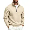 2026 Europeu e Americano Transfronteiriço Amazon Masculino Outono/Inverno Cor Sólida Esportivo Casual Moda Zíper Gola Alta Moletom de Lã