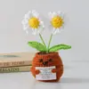 Flor de Tricô de Energia Positiva Transfronteiriça Planta em Vaso Produto Acabado Fio de Lã Flor de Simulação Ornamento de Mesa Boneca de Cartão de Mão