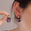 Pendientes de Acero Inoxidable Sencillos y Frescos Estilo Coreano Nicho Versátiles Color Gota de Agua Resina Titanio Acero Accesorios para Pendientes para Mujeres Geométricos Transparentes