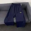 Pantalones Casuales Azul Marino de Corte Limpio Estilo Americano para Hombre, Pantalones Deportivos Holgados de Otoño, Pantalones de Pierna Recta Perezosos de Pierna Ancha