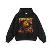 Moletom com Capuz Oversize Vintage Lavado e Desgastado Hip-Hop Europeu e Americano com Decote Pequeno e Manga Longa para Homens
