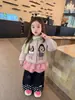 Pantalones forrados de polar para niñas, nueva colección otoño/invierno 2026, pantalones largos elegantes y modernos de lunares, pantalones casuales de pierna recta para bebés