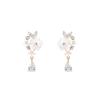 Aretes de Flor con Micro-Incrustaciones de Diamantes de Zirconia Rosa Brillante, Aretes Pequeños Dulces de Concha con Forma de Flor, Estilo Caliente de Douyin