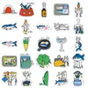 50 pegatinas originales de pez gato de crayón, lindas y coloridas, infantiles, estilo coreano, impermeables, adecuadas para cascos y cajas de almacenamiento