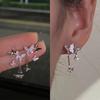Borboleta Voadora Dupla ~ Pequena e Micro Incrustada com Zircônias Completas Brilhantes Brincos de Borboleta Inteligentes Brincos Elegantes da Moda