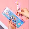 Estuche transparente con láser personalizado con diseño de celebridad de Internet TikTok, bolsa de papelería para chica fresca, cereza y flor, linda bolsa de almacenamiento