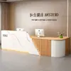 Mostrador de recepción de empresa de estilo chino nuevo, mostrador de recepción, caja registradora, mostrador de vestíbulo, escritorio de oficina pequeño, moderno y sencillo para tienda