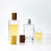 Botella de perfume de vidrio transparente, portátil, cuadrada, de 30 ml/50 ml/100 ml, con pulverizador a presión