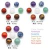 Juego de 7 bolas redondas de ágata de cristal natural de 1355-12 mm, 16 mm y 20 mm, piedra colorida