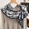 Bufanda Larga de Imitación Seda y Lana de Doble Cara y Doble Capa con Borde Biselado para Mujer, Primavera, Otoño e Invierno, con Correa Ancha, Bufanda Versátil