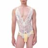 Bodysuits Sexy Masculinos Corset Gay Pijama Renda Transparente Costas Nuas Macacão Roupas Eróticas