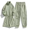2025 Nuevo Estilo Cuello Alto Manga Larga Shorts y Pantalones Conjunto de Tres Piezas Delgado Casual Deportivo Holgado Pantalones de Cinco Puntos Color Sólido Alta Calidad