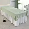 Sábana de masaje de alta gama para salón de belleza, impermeable, resistente al aceite, antiarrugas, algodón con tacto de nube, estilo de lujo ligero con bordes rizados, funda de sábana para cama de belleza