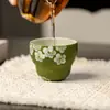 Calabaza de té con flores silvestres de primavera pintada a mano para uso doméstico, Taza maestra de cerámica, Juego de té personal de una taza
