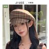 Chapéu militar retrô xadrez artístico japonês, designer de nicho, feminino, primavera e outono, celebrante da internet, boina, moda, jornaleiro, chapéu, maré