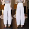 Pantalones balloon de pierna ancha con cintura semi-elástica en la espalda, caída suave, efecto adelgazante, adecuados para ir al trabajo y uso casual, pantalones largos finos de verano 2026