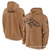 Sudaderas para hombre al por mayor, nuevas sudaderas con capucha de fútbol para hombre de comercio exterior, suéter pullover NFL 2023 color marrón dorado con diseño estampado en calor
