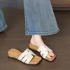 Chinelos de Salto Anabela com Solado Grosso e Macio para Mulheres, Novo Estilo de Verão para Férias na Praia, Combinando com Saias, Sandálias de Bico Quadrado, Chinelos para Mulheres