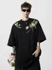 Nueva Camiseta Floral Estilo Chino para Hombre, Marca de Verano de Moda con Diseño Bordado, Manga Corta, Estilo Nacional, Retro, Versátil, Camiseta de Cuello Redondo