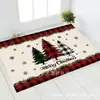 Felpudo Decorativo de Bienvenida Navideña, Felpudo Navideño de Gnomo con Cuadros Búfalo, Alfombra de Piso Antideslizante para Entrada