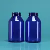 Frasco de Plástico Transparente Azul al por Mayor de 250 ml, Botella de Plástico con Doble Tapa, Botella para Producto de Cuidado de la Salud de Material PET con Hombro Inclinado