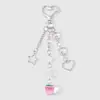 Chica Dulce Linda y Exquisita Lazo Rosa Resina Fresa Estrella Corazón Llavero DIY Encanto para Bolso