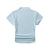 Verão Novo Estilo Estilo Desejo Puro Sexy Gola Alta Manga Curta Camiseta Feminina Cintura Alta Plissada Justa Ombro Emagrecimento Camiseta Base