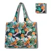 Sacola de Compras Dobrável, Bolsa Quadrada de Tecido Floral, Bolsa Tote Portátil e Resistente, Sacola Ecológica para Compras de Supermercado, Bolsa Impermeável para Armazenamento