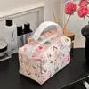 Ins Bolsa de Maquillaje Portátil con Estampado de Gato de Dibujos Animados de Alto Valor, Gran Capacidad, Bolso de Mano Tridimensional, Almacenamiento para Viaje