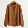 Dia da Exportação de Comércio Exterior Etiqueta de corte único confortável camada dupla bebê fio de algodão Yuanbao Collar xadrez listrado camisa top para as mulheres
