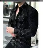 Moderna Camisa de Otoño para Hombre de Manga Larga con Estampado Digital 3D, Elegante Camisa Casual con Cuello de Solapa