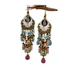 Pendientes de borla de cristal de estilo nacional Pendientes de temperamento bohemio Accesorios largos retro para bufanda Una generación de mujeres para el cabello