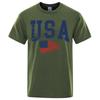 Camiseta de Hombre y Mujer con Estampado Hip-Hop de Bandera de Letra Americana, Ropa de Cuello Redondo, Camiseta Holgada Transpirable, Camiseta Casual Urbana