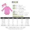 Ventas Directas de Fábrica Ropa Infantil Transfronteriza Mono de Manga Larga Otoño e Invierno para Bebés Niñas, Body de Canalé, Diadema para Bebé
