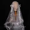 Velo Retro de Encaje Francés con Lazo de Encaje, Vestido de Novia Principal de Boda con Cola, Accesorio para la Cabeza de Alta Gama Estilo Hada