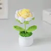 Ramo Pequeño de Punto Transfronterizo en Maceta Regalo para el Día del Maestro Producto Terminado Hilo Girasol Flor Artificial Decoración de Escritorio