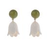 Brincos Elegantes Retrô Franceses com Agulha de Prata S925 Brincos de Tarraxa Flor Tulipa em Acrílico Brincos Casuais de Deusa para Férias