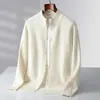 Nuevo suéter de cachemira para hombre de otoño e invierno, cuello semi-alto, cárdigan grueso, corte holgado, talla grande, camiseta base de lana tejida