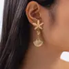 Joyería Transfronteriza Europea y Americana, Pendientes Exagerados de Estrella para Fiesta Temática del Océano, Pendientes Metálicos Personalizados de Estrella de Mar para Playa de Vacaciones