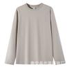 Algodão 230g manga longa atacado Joker solto moda T-shirt top cor sólida gola redonda camisa base roupas de outono fino