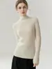 100% de doble hilo, engrosado, otoño/invierno, cuello medio alto, ajuste ceñido para mujer, manga larga, ajustado al cuerpo, suéter de punto