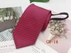 Corbata Roja con Cremallera para Hombre Fácil de Tirar Gratis Novio Padrino Corbata Casual de Negocios Hilo Rayado Teñido 8cm