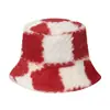 Otoño e Invierno Transfronterizo Nuevo Estilo Ins Moda Japonesa y Coreana Cálido Sombrero de Felpa Tipo Maceta Cuadros de Ajedrez Sombrero de Pescador para Mujer 2022