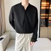 Camisa de manga larga para hombre, nueva camisa de verano, fina y moderna, de marca, color negro, 2022
