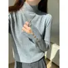 Suéter de Punto Elegante Color Sólido Cuello Alto Delgado Estilo Coreano para Primavera y Otoño Nuevo Top de Primavera para Mujer